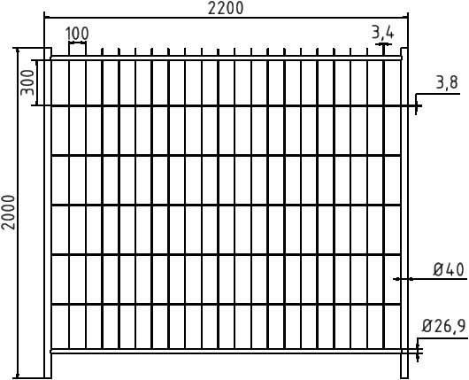 Schake 3B2022 Mobilzaun „Standard” Höhe: 2,00 m Ausgleichselement<br><br>Breite: 2,20 m