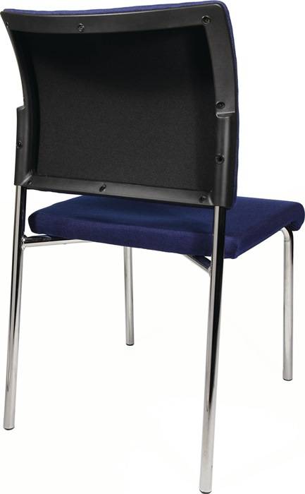 Stapelstuhl blau Rdrohr D.22mm verchr.Rückenlehne gepolstert