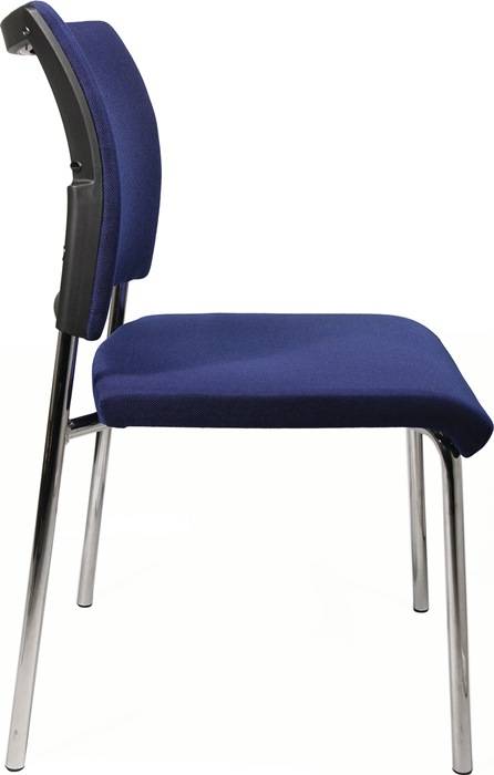Stapelstuhl blau Rdrohr D.22mm verchr.Rückenlehne gepolstert