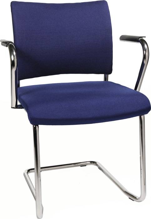 Schwingstuhl Rückenlehne gepolstert Stoff blau Rdrohr D.22mm