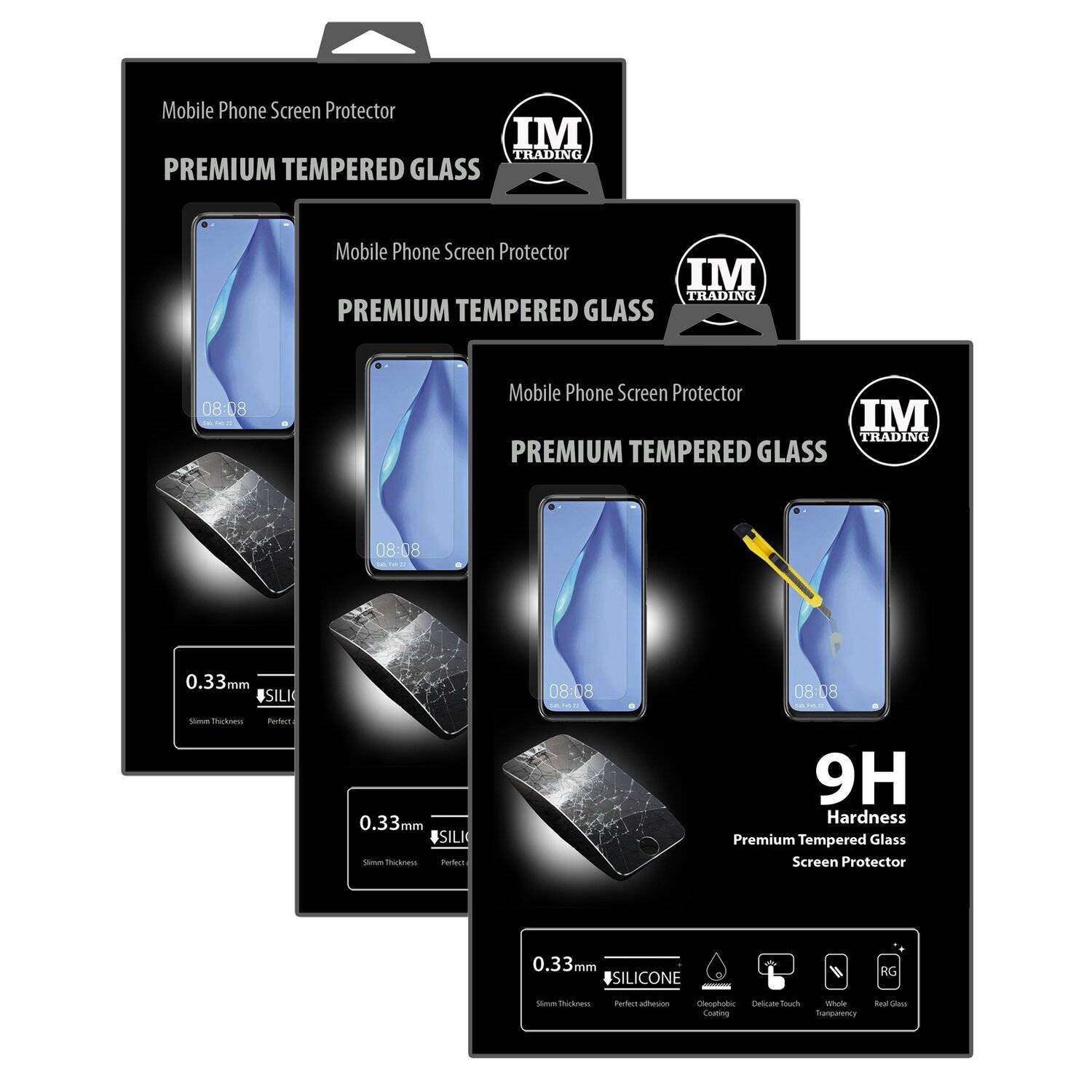 3X Schutz Schutz Glas 9H Tempered Glass Display Schutz Folie Display Glas Screen Protector kompatibel mit Huawei P40 Lite