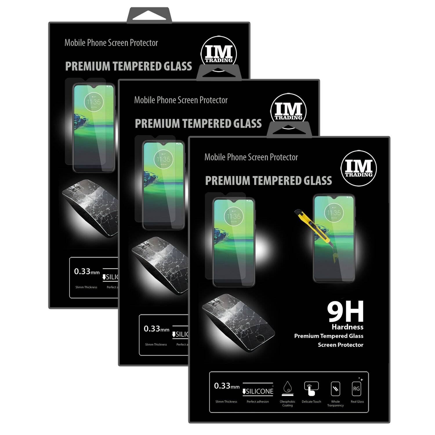 3X Schutz Schutz Glas 9H Tempered Glass Display Schutz Folie Display Glas Screen Protector kompatibel mit Motorola Moto G8 Play