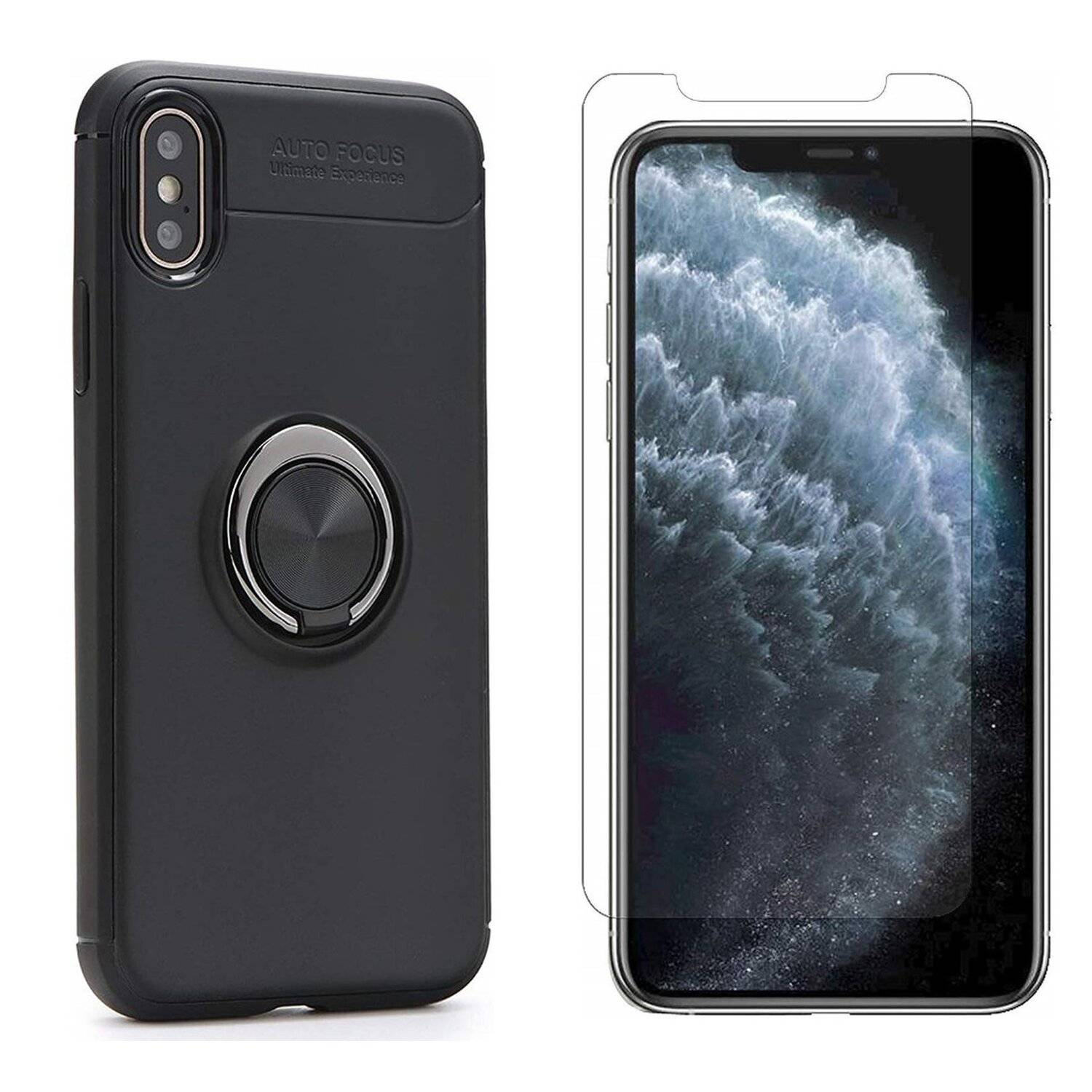 360 Grad Magnetisch Ring Handy Hülle Case Bumper + 9H Schutzfolie Schutzglas Echt Glas kompatibel mit Samsung Galaxy A71 (A715F)