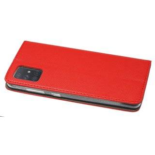 Buch Tasche "Smart" kompatibel mit Samsung Galaxy A71 (A715F) Handy Hülle Etui Brieftasche Schutzhülle mit Standfunktion, Kartenfach Rot