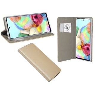 Buch Tasche "Smart" kompatibel mit Samsung Galaxy A71 (A715F) Handy Hülle Etui Brieftasche Schutzhülle mit Standfunktion, Kartenfach Gold