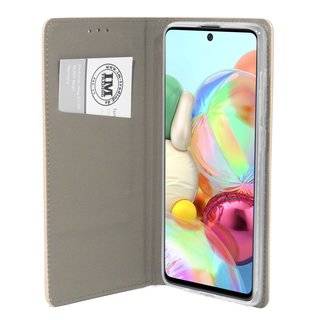 Buch Tasche "Smart" kompatibel mit Samsung Galaxy A71 (A715F) Handy Hülle Etui Brieftasche Schutzhülle mit Standfunktion, Kartenfach Gold