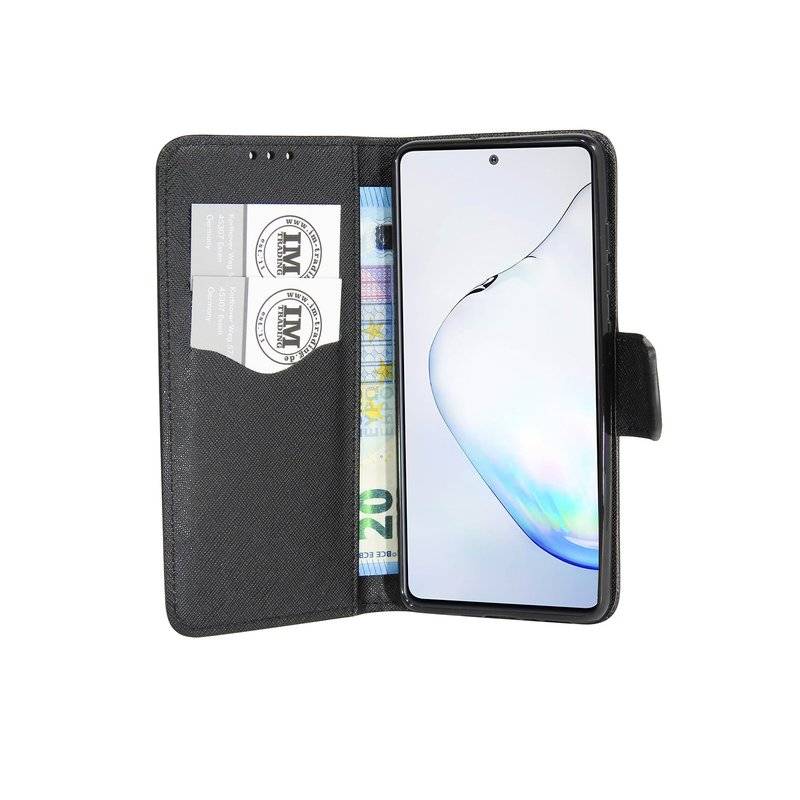 Buch Tasche Fancy für SAMSUNG GALAXY NOTE 10 LITE N770F Handy Hülle Etui Brieftasche Schutzhülle mit Standfunktion, Kartenfach Schwarz