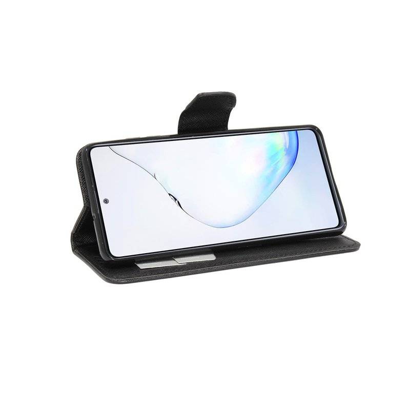 Buch Tasche Fancy für SAMSUNG GALAXY NOTE 10 LITE N770F Handy Hülle Etui Brieftasche Schutzhülle mit Standfunktion, Kartenfach Schwarz