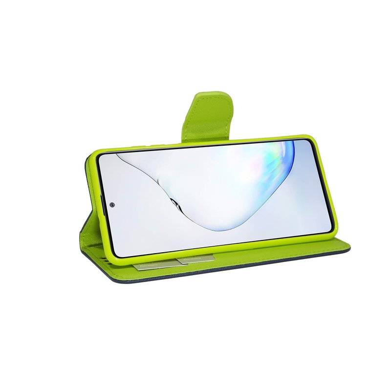 Buch Tasche Fancy für SAMSUNG GALAXY NOTE 10 LITE N770F Handy Hülle Etui Brieftasche Schutzhülle mit Standfunktion, Kartenfach Blau-Grün