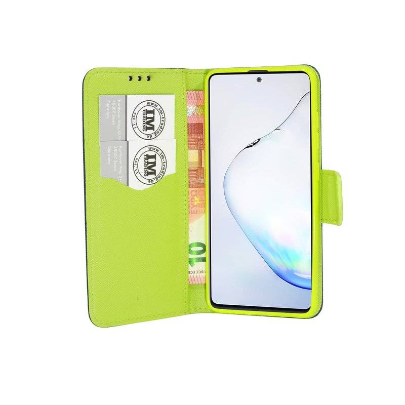 Buch Tasche Fancy für SAMSUNG GALAXY NOTE 10 LITE N770F Handy Hülle Etui Brieftasche Schutzhülle mit Standfunktion, Kartenfach Blau-Grün