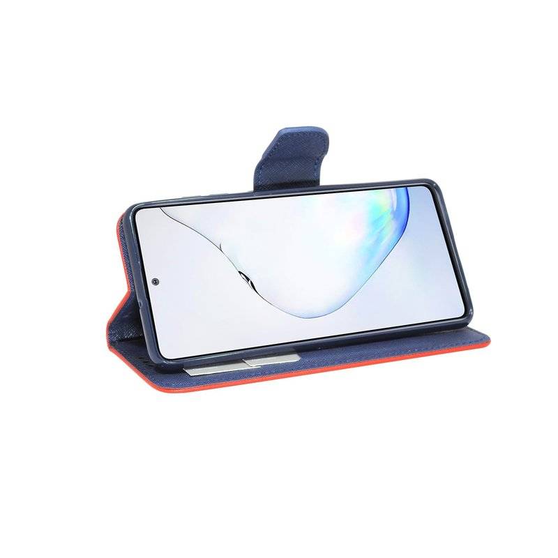 Buch Tasche Fancy für SAMSUNG GALAXY NOTE 10 LITE N770F Handy Hülle Etui Brieftasche Schutzhülle mit Standfunktion, Kartenfach Rot-Blau