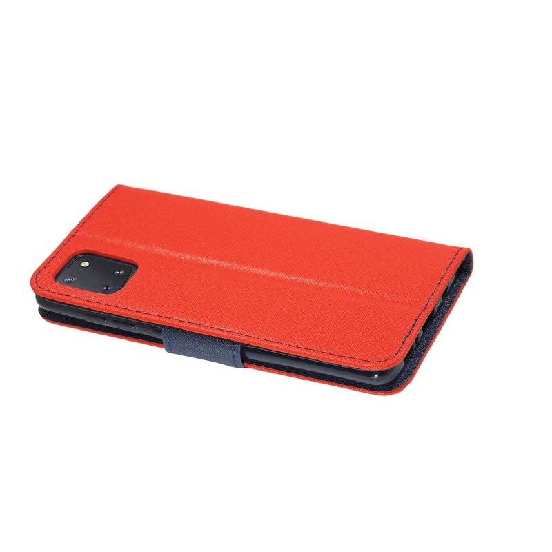 Buch Tasche Fancy für SAMSUNG GALAXY NOTE 10 LITE N770F Handy Hülle Etui Brieftasche Schutzhülle mit Standfunktion, Kartenfach Rot-Blau