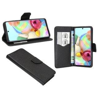 Buch Tasche "Fancy" kompatibel mit SAMSUNG GALAXY A71 (A715F) Handy Hülle Etui Brieftasche Schutzhülle mit Standfunktion, Kartenfach Schwarz