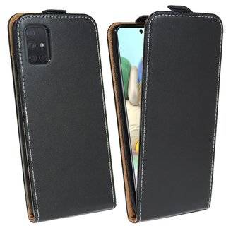 Flip Case kompatibel mit Samsung Galaxy A71 (A715F) Handy Tasche vertikal aufklappbar Schutzhülle Klapp Hülle Schwarz
