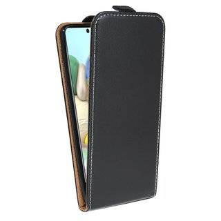 Flip Case kompatibel mit Samsung Galaxy A71 (A715F) Handy Tasche vertikal aufklappbar Schutzhülle Klapp Hülle Schwarz