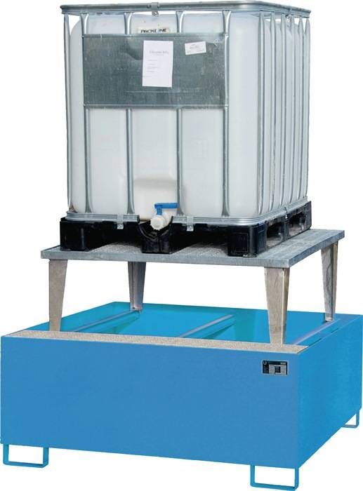 Auffangwanne 1000l L1460xB1460xH1090mm Stahlbl.m.Gitterrost lichtblau BAUER