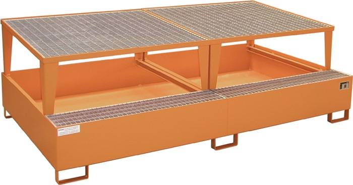 Auffangwanne 1000l L2650xB1460xH865mm Stahlbl.m.Gitterrost gelborange BAUER