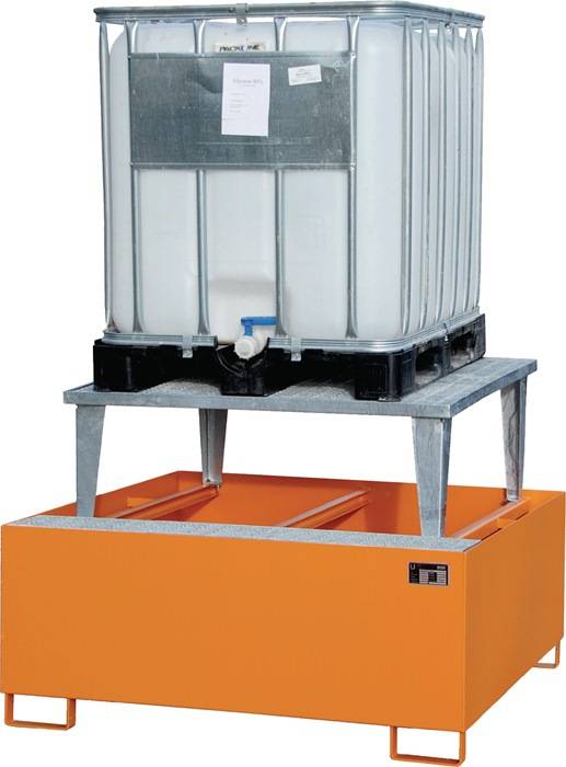 Auffangwanne 1000l L1460xB1460xH1090mm Stahlbl.m.Gitterrost gelborange BAUER