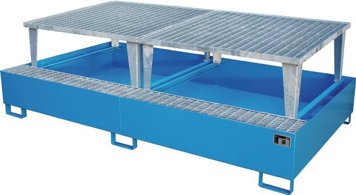 Auffangwanne 1000l L2650xB1460xH865mm Stahlbl.m.Gitterrost lichtblau BAUER