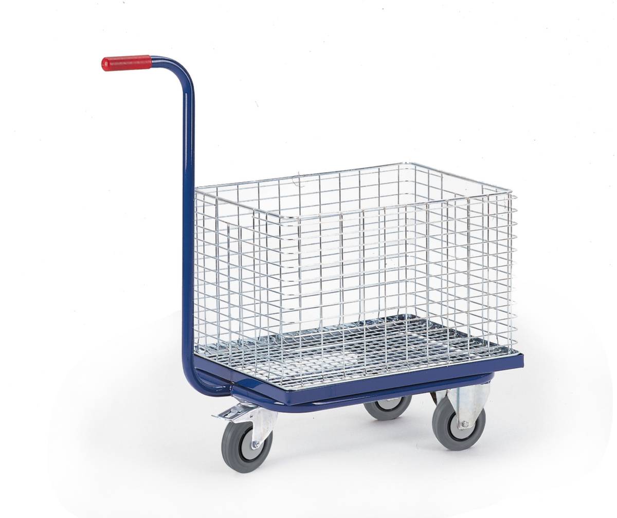 Griffroller,Tragl. 200kg,Ladefl. LxB 610x410mm,Lade H 190mm,Winkelrahmen,RAL5010,1 Lenk-/2 Bockrollen