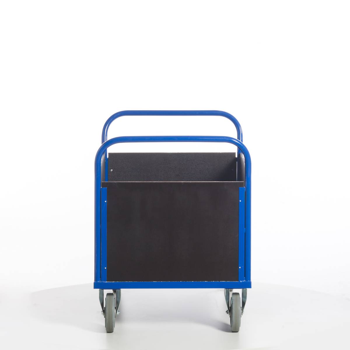 Vierwandwagen,Tragl. 1200kg,Ladefl. LxB 1200x770mm,Siebdruckplatte,4 Wände,RAL5010,2 Lenk-/2 Bockrollen