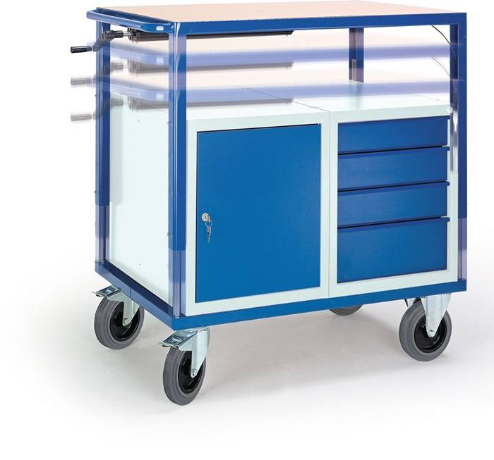 Werkstattwagen H980xB1160xT700mm Flügel/Schub.grau/blau Schubl1x85,1x160,2x100mm