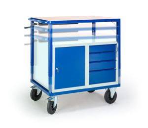 Werkstattwagen H980xB1160xT700mm Flügel/Schub.grau/blau Schubl1x85,1x160,2x100mm