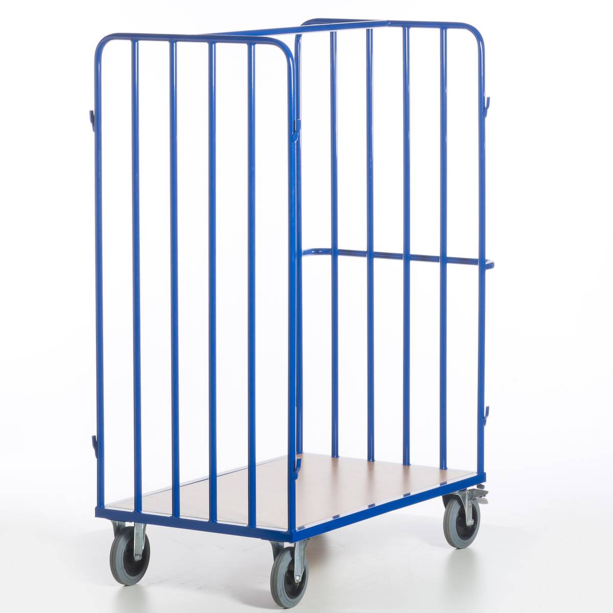 Paketwagen,Tragl. 600kg,Ladefl. LxB 1200x800mm,Holzboden,RAL5010,TPE-Bereifung