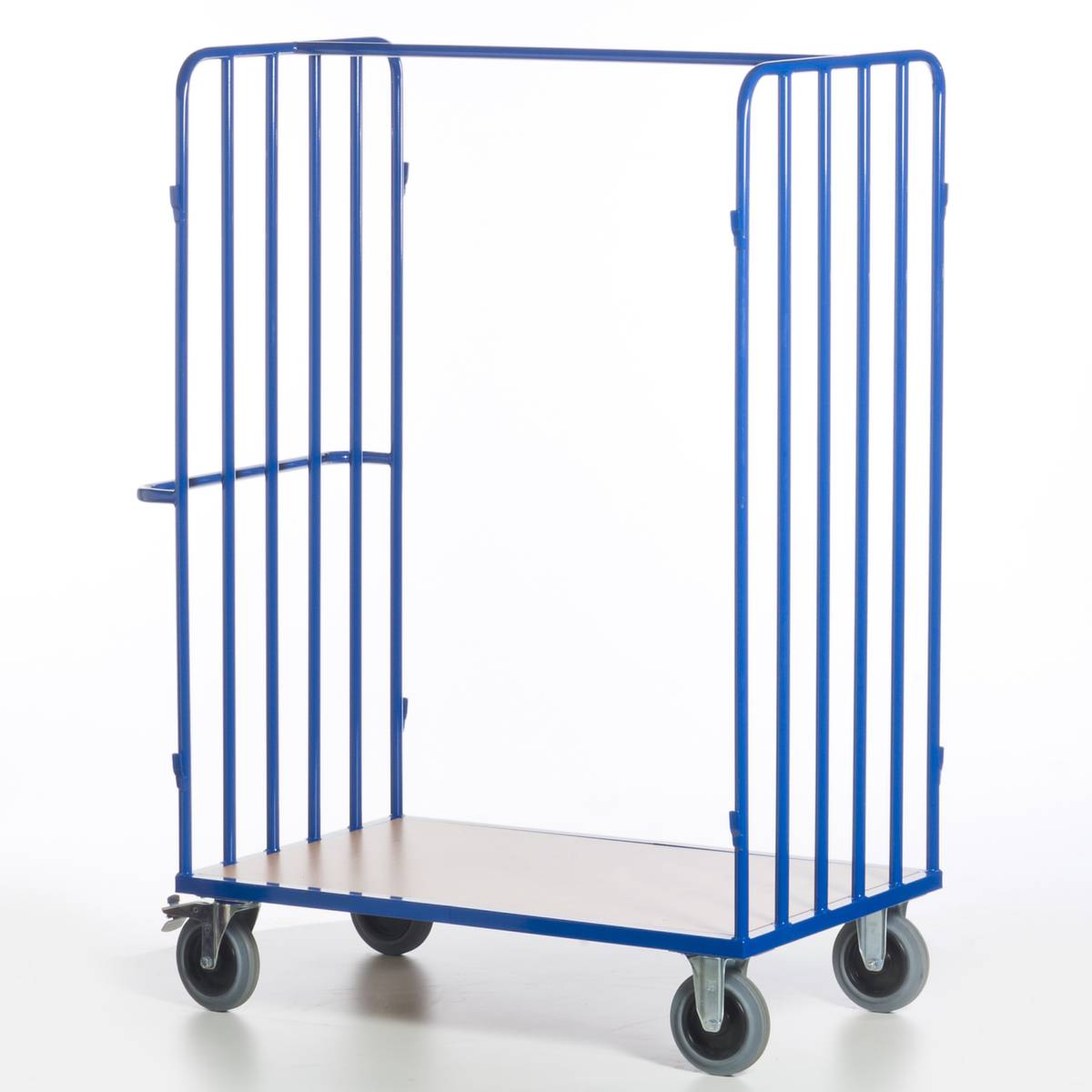 Paketwagen,Tragl. 600kg,Ladefl. LxB 1200x800mm,Holzboden,RAL5010,TPE-Bereifung