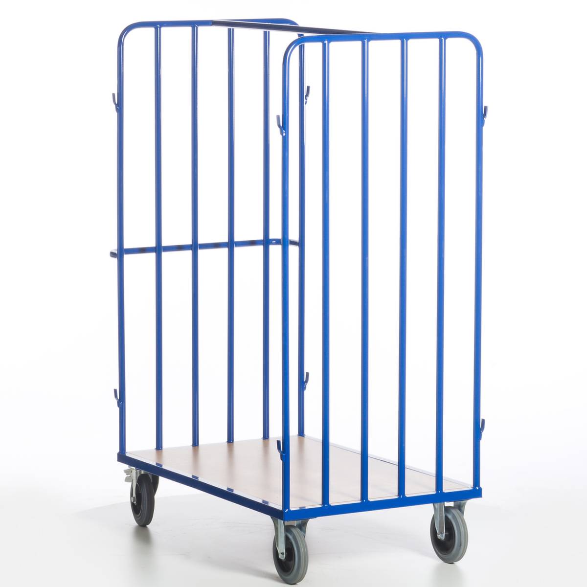 Paketwagen,Tragl. 600kg,Ladefl. LxB 1200x800mm,Holzboden,RAL5010,TPE-Bereifung