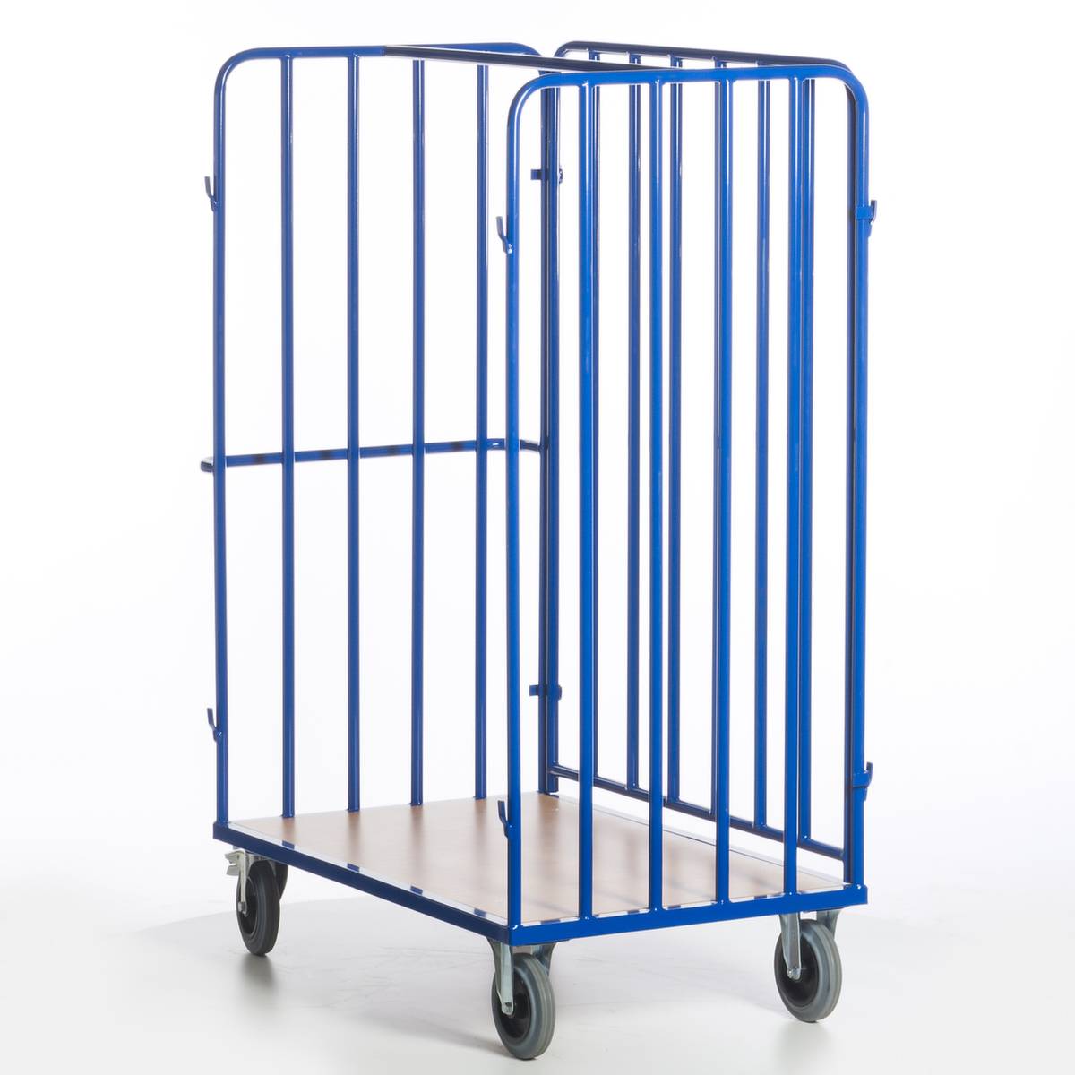 Paketwagen,Tragl. 600kg,Ladefl. LxB 1200x770mm,Holzboden,RAL5010,TPE-Bereifung