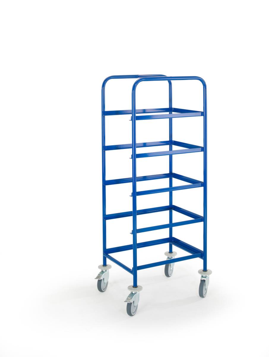 Kommissionierwagen,Tragl. 150kg,5 Etage(n),Ladefl. LxB 610x410mm,Rahmen,RAL5010,TPE-Bereifung