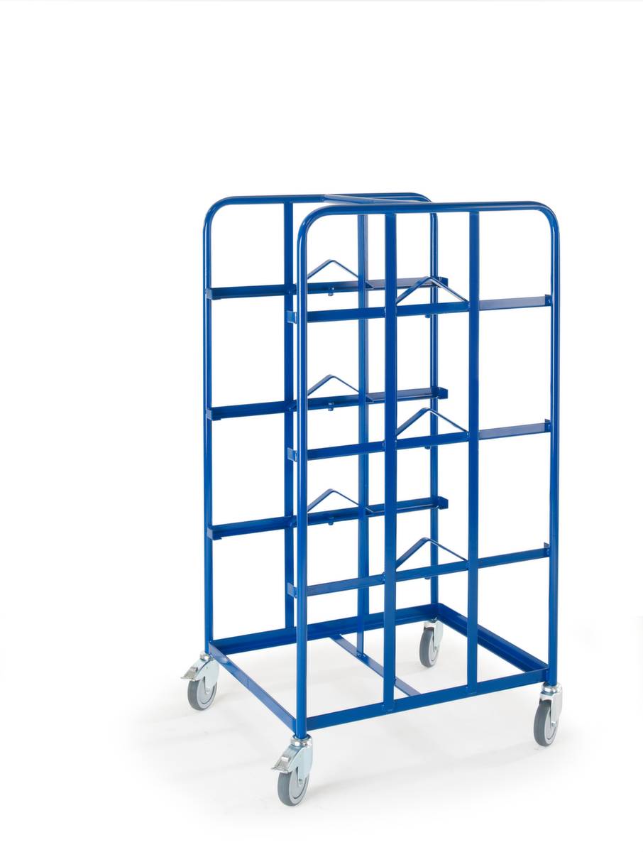 Kommissionierwagen,Tragl. 250kg,4 Etage(n),Ladefl. LxB 610x410mm,Rahmen,RAL5010,TPE-Bereifung