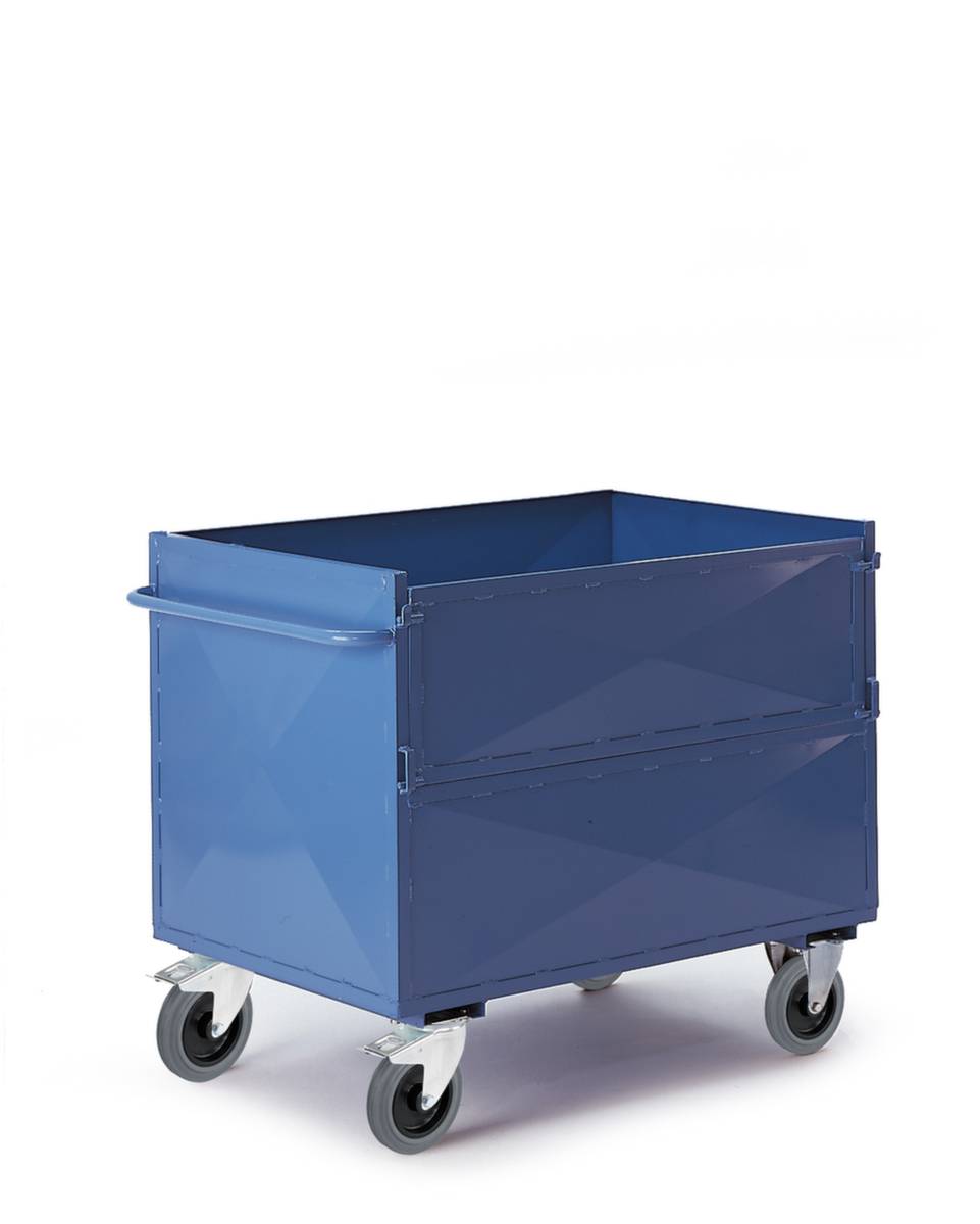 Kastenwagen,Tragl. 600kg,Ladefl. LxB 1190x780mm,HxLxB 1100x1300x810mm,4 Wände,1 Längswand abklappbar,RAL5010