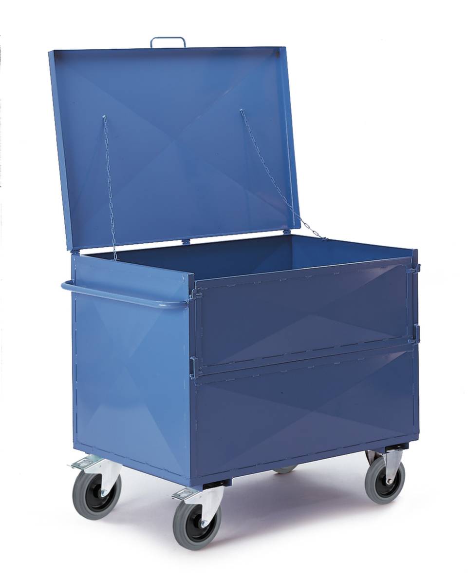 Kastenwagen,Tragl. 600kg,Ladefl. LxB 990x680mm,HxLxB 1120x1100x710mm,4 Wände,1 Längswand abklappbar,RAL5010