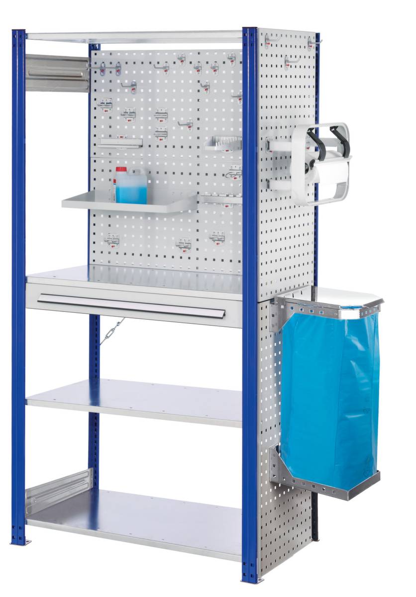 Kombiregal,Grundfeld,HxBxT 2000x1000x500mm,Fachl. 125kg,4xStahlboden,1 Schublade(n),einseitig,Ständer enzianblau