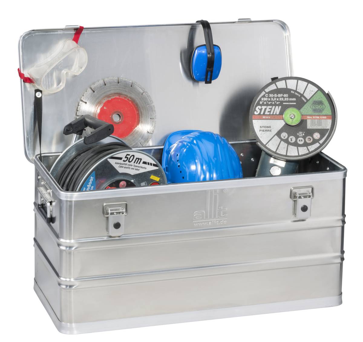 Alu-Transportbox,HxLxB 375x780x380mm,Wände geschlossen,Boden verstärkt