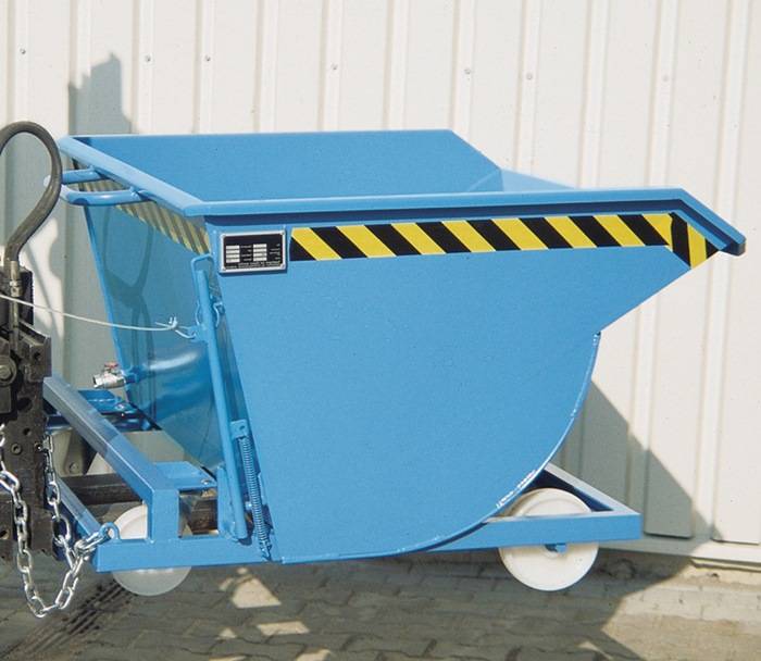 Spänebehälter 0,50 m³ L1275xB1280xH820mm gelborange lack.Trgf.1000kg BAUER