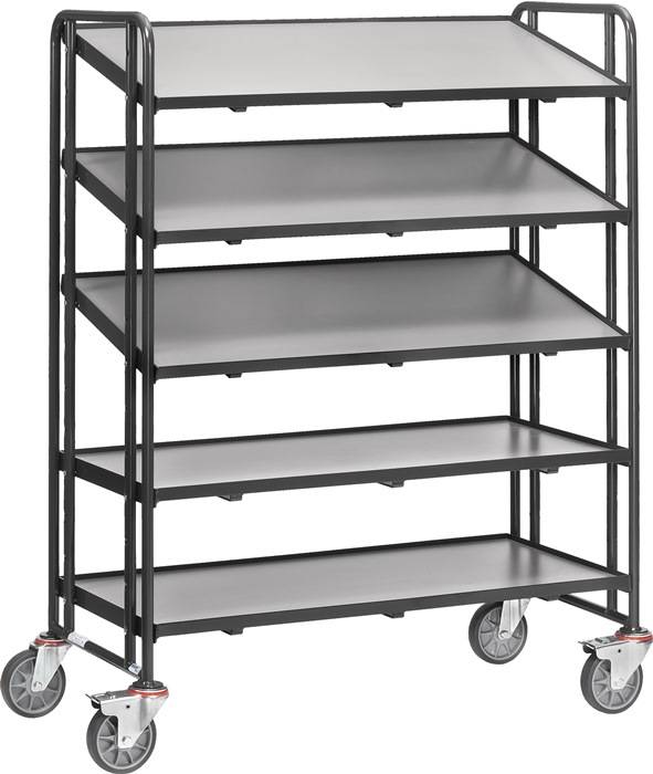 Eurokastenwagen Trgf.300 kg m.5 Etagen einschraubbar m.Holzwerkstoffplatten grau