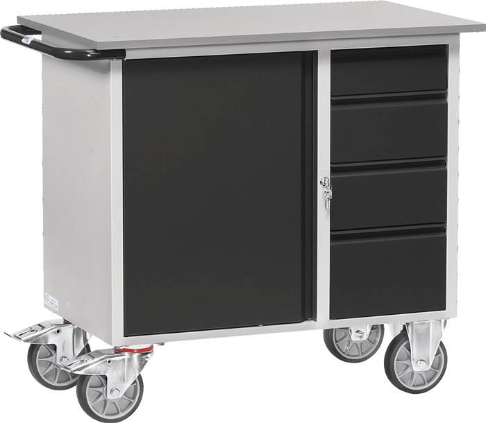 Werkstattwagen H915xB1080xT590mm lichtgrau/grau Schubl.xH 1x105,2x160,1x210mm