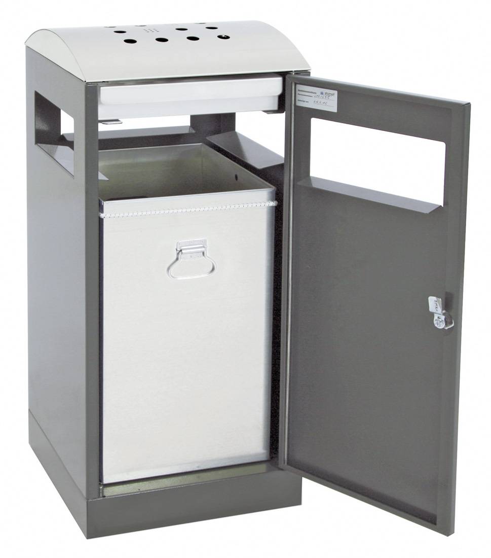 Abfalltrennung A³-AA, anthrazitgrau/Edelstahl, verzinkt. Innenbehälter, 90 Liter