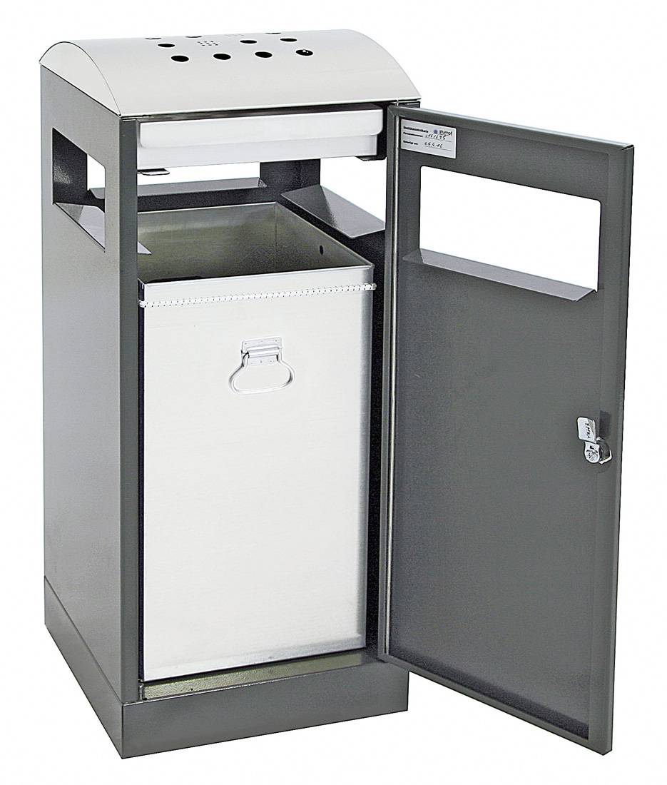 Abfalltrennung A³-AA, anthrazitgrau/Edelstahl, verzinkt. Innenbehälter, 40 Liter