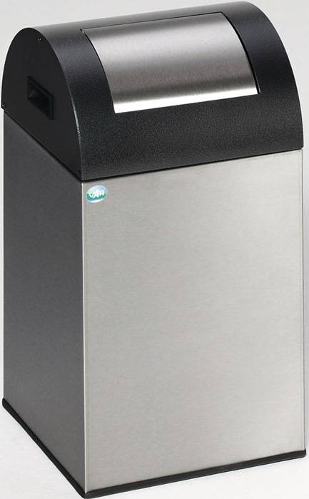 Wertstoffsammler 43l H600xB320xT320mm silber VA m.Klemmring,Einwurfklappe