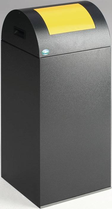 Wertstoffsammler 60l H800xB320xT320mm antik-silber gelb m.Klemmr.Einwurfkl.VAR