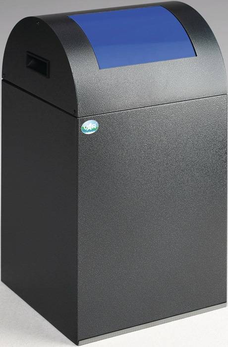 Wertstoffsammler 43l H600xB320xT320mm antik-silber blau m.Klemmr.Einwurfkl.