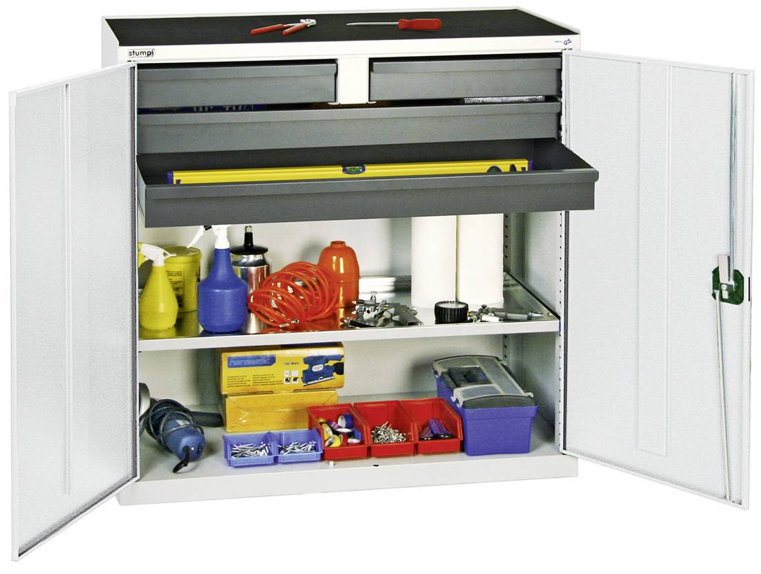 Werkzeug- und Materialschrank Serie 3000, 7035/7035, 2 Schubladen 100 mm, 2 Schu 3007407