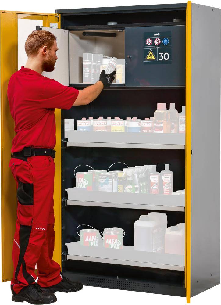 Chemikalienschrank gelb Glas 2 FB, BoWa, LoBle