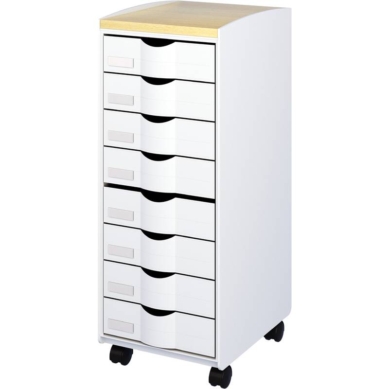 PAPERFLOW Rollwagen, 8 Schübe grau / buche