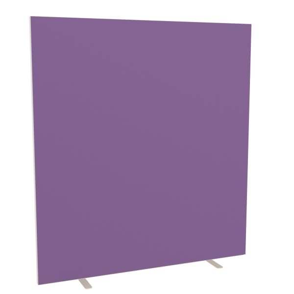 Lila rechteckiges Panel oder Schild auf zwei kleinen geneigten Stützen, vor einem einfachen weißen Hintergrund gezeigt.
