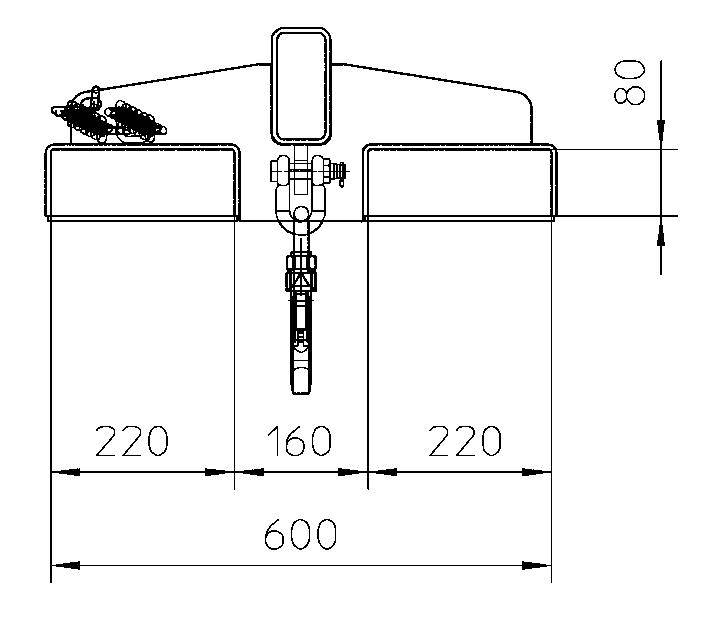 Lastarm,Tragl. 5000kg,LxB 1600x600mm,Arm starr,Stahl verzinkt